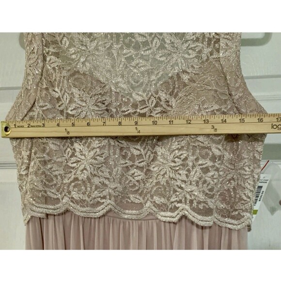 Nightway Champagne Lace Formal Empire Elegant Prom Wedding Dress Gown Size 14P - Picture 8 of 14